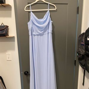 David’s Bridal Cowl Neck Chiffon Bridesmaid Dress with Slit